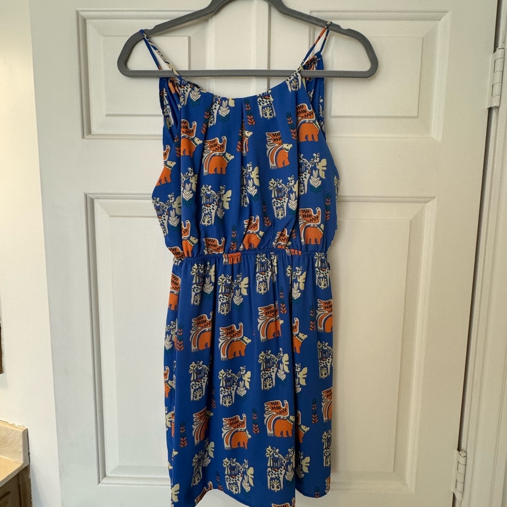 Blue Dress with Animal Print